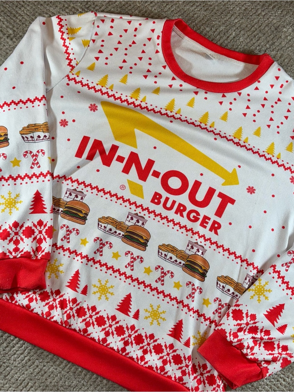 In-N-Out Burger Men’s Christmas Sweater 2XL Crewneck Holiday Sweatshirt